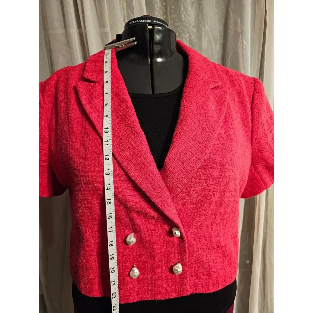 Royalty by Maluma hot pink Cropped Tweed short sleeve Blazer XXXL - Picture 2 of 7